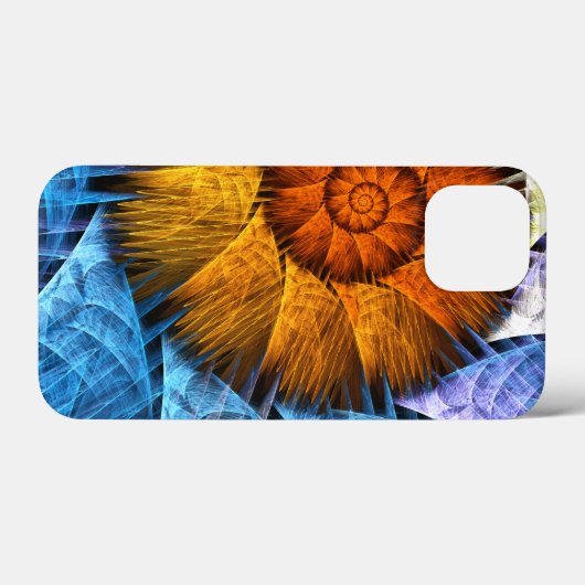 Blumenorange Gelb Blau Abstrakte Kunst Case-Mate iPhone Hülle (Rückseite (Horizontal))