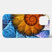 Blumenorange Gelb Blau Abstrakte Kunst Case-Mate iPhone Hülle (Rückseite (Horizontal))