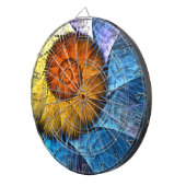 Blumenorange Gelb Blau Abstrakte Kunst Dartscheibe (Vorderseite rechts)