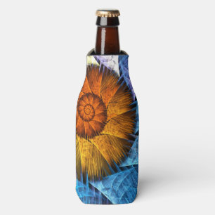 Blumenorange Gelb Blau Abstrakte Kunst Flaschenkühler