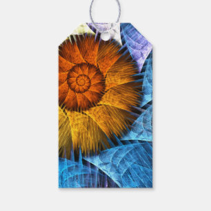 Blumenorange Gelb Blau Abstrakte Kunst Geschenkanhänger
