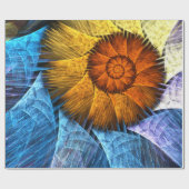 Blumenorange Gelb Blau Abstrakte Kunst Geschenkpapier (Flach)