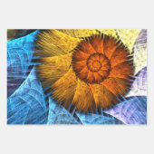 Blumenorange Gelb Blau Abstrakte Kunst Geschenkpapier Set (Vorderseite)