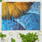 Blumenorange Gelb Blau Abstrakte Kunst Geschirrtuch (Gefaltet)