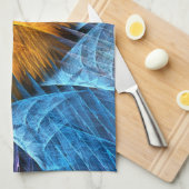 Blumenorange Gelb Blau Abstrakte Kunst Geschirrtuch (Viertel Falte)