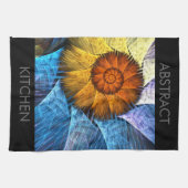Blumenorange Gelb Blau Abstrakte Kunst Geschirrtuch (Horizontal)