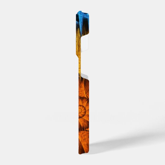 Blumenorange Gelb Blau Abstrakte Kunst iPhone Hülle (Linke Seite)