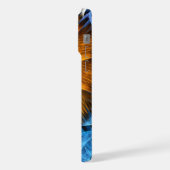 Blumenorange Gelb Blau Abstrakte Kunst iPhone Hülle (Linke Seite)