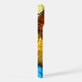 Blumenorange Gelb Blau Abstrakte Kunst iPhone Hülle (Rechte Seite)