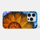 Blumenorange Gelb Blau Abstrakte Kunst iPhone Hülle (Rückseite (Horizontal))