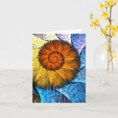 Blumenorange Gelb Blau Abstrakte Kunst Karte (Gelbe Blume)