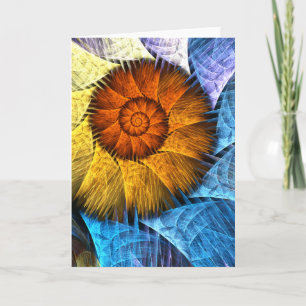 Blumenorange Gelb Blau Abstrakte Kunst Karte