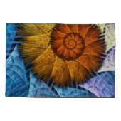 Blumenorange Gelb Blau Abstrakte Kunst Kissenbezug (Rückseite)