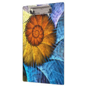 Blumenorange Gelb Blau Abstrakte Kunst Klemmbrett (Links)