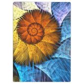 Blumenorange Gelb Blau Abstrakte Kunst Klemmbrett (Rückseite)