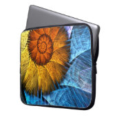 Blumenorange Gelb Blau Abstrakte Kunst Laptopschutzhülle (Vorderseite Links)
