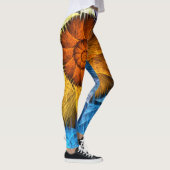 Blumenorange Gelb Blau Abstrakte Kunst Leggings (Rechts)
