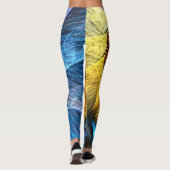 Blumenorange Gelb Blau Abstrakte Kunst Leggings (Rückseite)