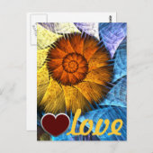 Blumenorange Gelb Blau Abstrakte Kunst Liebe Postkarte (Vorne/Hinten)