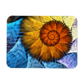 Blumenorange Gelb Blau Abstrakte Kunst Magnet (Horizontal)