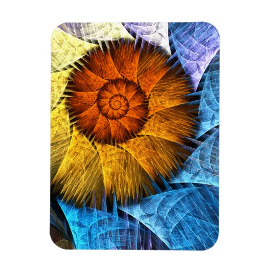 Blumenorange Gelb Blau Abstrakte Kunst Magnet (Vertikal)