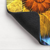 Blumenorange Gelb Blau Abstrakte Kunst Mousepad (Ecke)