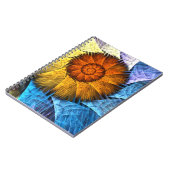 Blumenorange Gelb Blau Abstrakte Kunst Notizblock (Linke Seite)