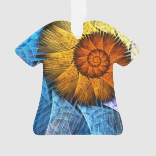 Blumenorange Gelb Blau Abstrakte Kunst Ornament