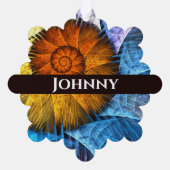 Blumenorange Gelb Blau Abstrakte Kunst Ornament Karte (Rückseite)