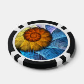 Blumenorange Gelb Blau Abstrakte Kunst Pokerchips (Einzeln)