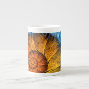 Blumenorange Gelb Blau Abstrakte Kunst Porzellantasse