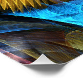 Blumenorange Gelb Blau Abstrakte Kunst Poster (Ecke)