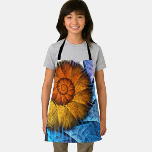 Blumenorange Gelb Blau Abstrakte Kunst Schürze