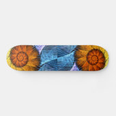 Blumenorange Gelb Blau Abstrakte Kunst Skateboard (Horizontal)