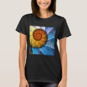 Blumenorange Gelb Blau Abstrakte Kunst T-Shirt (Vorderseite)