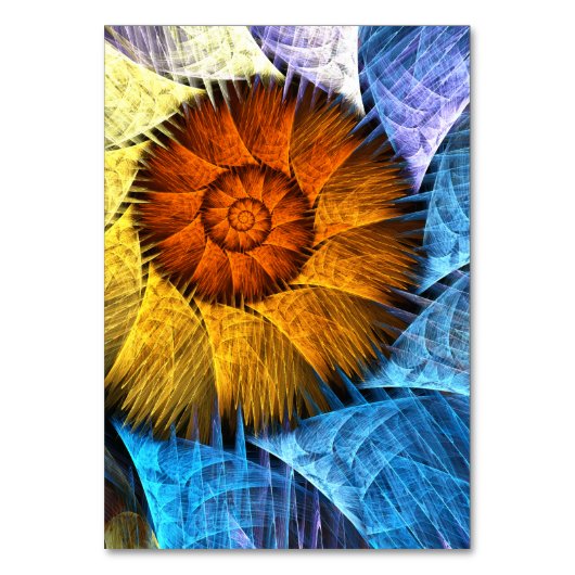 Blumenorange Gelb Blau Abstrakte Kunst Tischnummer (Vorderseite)