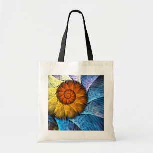 Blumenorange Gelb Blau Abstrakte Kunst Tragetasche