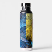 Blumenorange Gelb Blau Abstrakte Kunst Trinkflasche (Rechts)