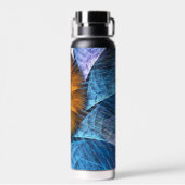 Blumenorange Gelb Blau Abstrakte Kunst Trinkflasche (Rückseite)