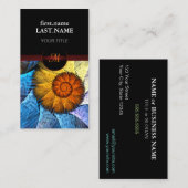 Blumenorange Gelb Blau Abstrakte Kunst Visitenkarte (Vorne/Hinten)