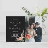 Blumenorange Hochzeitseinladungen mit Foto Einladung (Stehend Vorderseite)