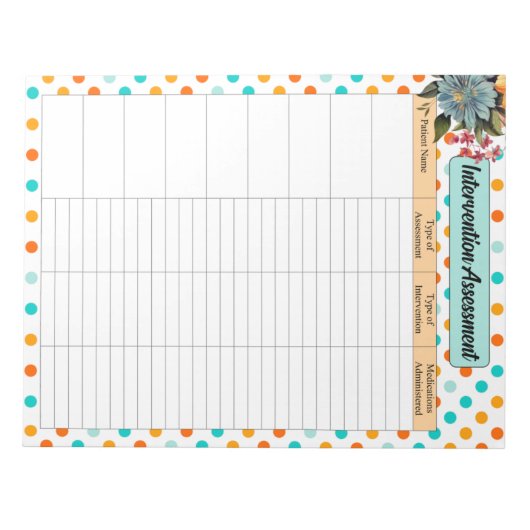 Blumenorange in blau - Interventionsbewertung Notizblock (Vorderseite)