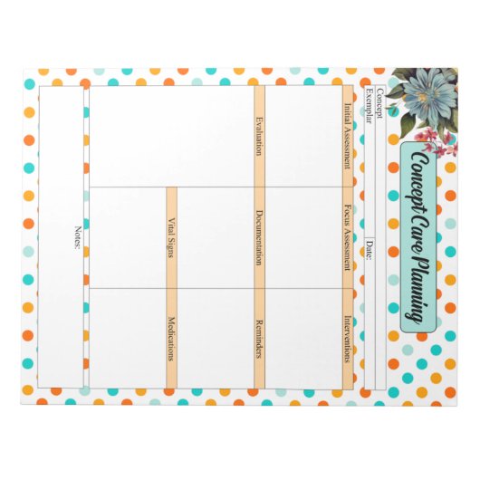 Blumenorange in blau _ Konzeptionsplanung Notizblock (Vorderseite)