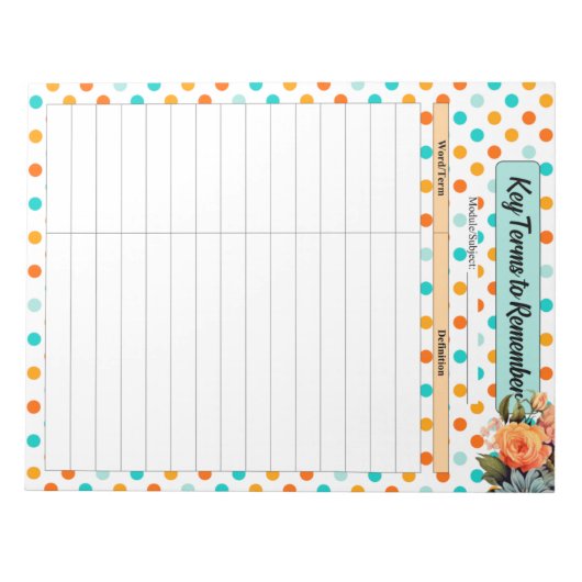 Blumenorange in blau _ Schlüsselbegriffe zur Erinn Notizblock (Vorderseite)