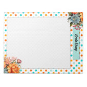 Blumenorange in Blue Polka Dots _ Brain Dump Notizblock (Vorderseite)