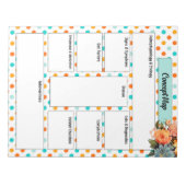 Blumenorange in Blue Polka Dots _ Konzeptkarte Notizblock (Vorderseite)