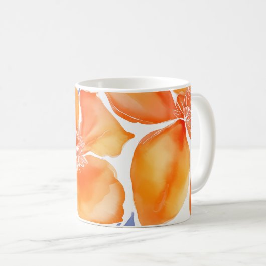 Blumenorange Kaffeetasse (VorderseiteRechts)