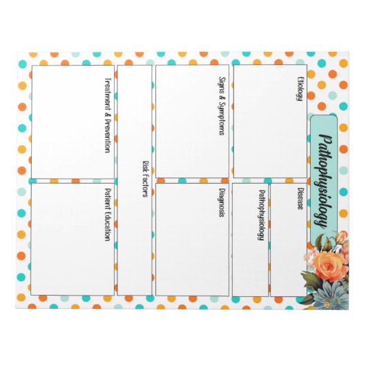 Blumenorange n Blue_ Pathophysiologie Temp Notizblock (Vorderseite)