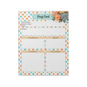 Blumenorange n Blue Polka Dots _Drug Card Notizblock (Rotiert)