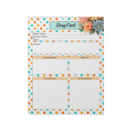 Blumenorange n Blue Polka Dots _Drug Card Notizblock